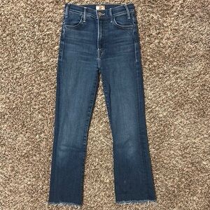 MOTHER Blue Ankle Cropped Jeans with High-Rise Fit